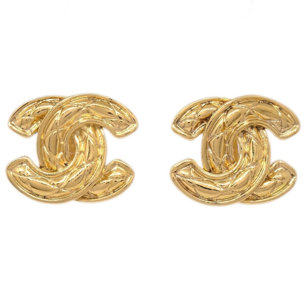 Chanel CC Clip-On Quilted Metal